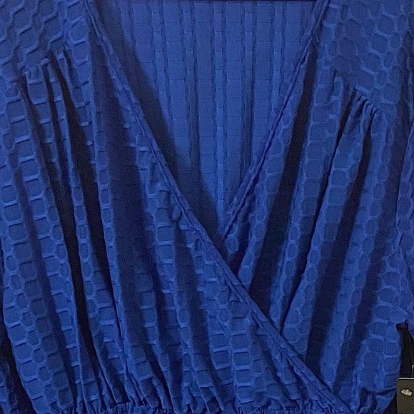 Poof New York Plus Size 1x Pullover Elastic Waist V Criss Cross Neckline Dress - Picture 4 of 6